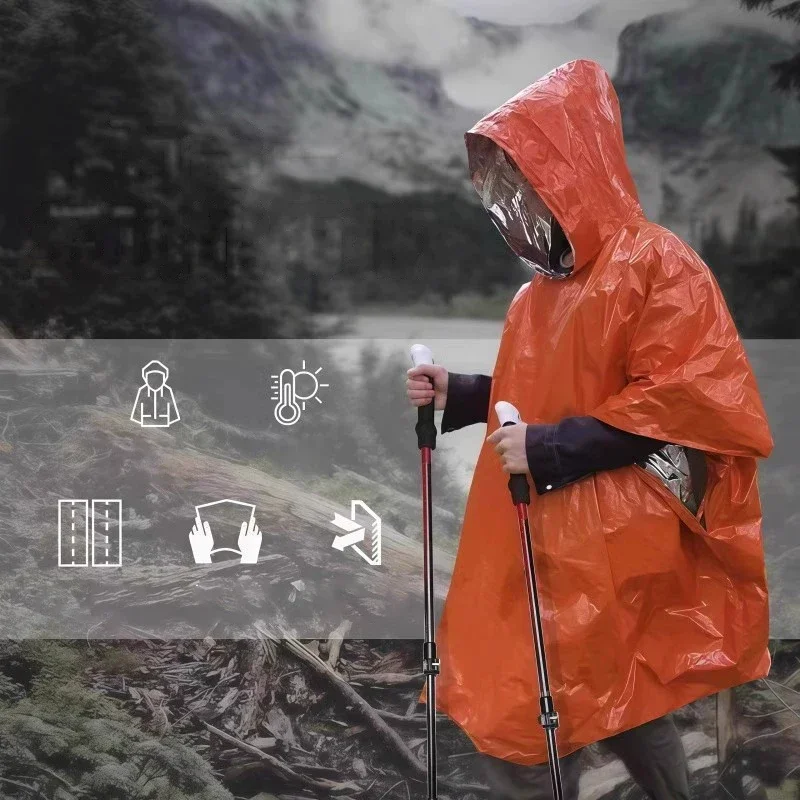 Camping Rain Poncho - Водонепроницаемый и тёплый дождевик-пончо с капюшоном